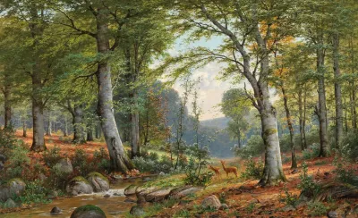 Roe Deer In An Idyllic Wooded Landscape