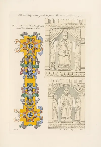 Roi Et Reine Faisant Partie De Jeu Dechecs Dit De Charlemagne Ornement Extrait Dun Missel Du Xie Siecle