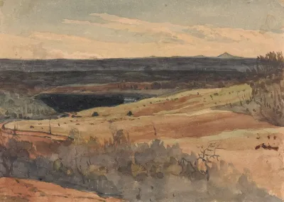 Rolling Fields Mountains In Distance