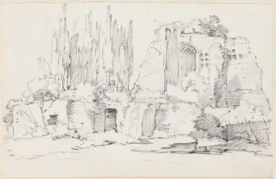 Roman Ruins With A Stand Of Cypresses