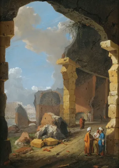 Roman Ruins With Turbaned Figures
