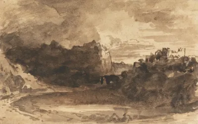Romantic Landscape With Cliffs And A Castle