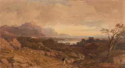 Romantic Landscape With Distant Mountains
