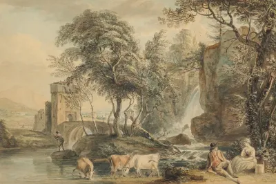 Romantic Landscape With Figures And Cattle