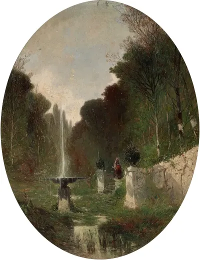 Romantic Landscape With Fountain