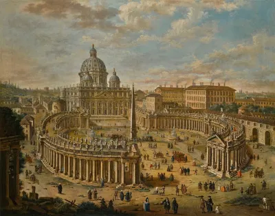 Rome A Panoramic View Of Saint Peters Square The Basilica Beyond