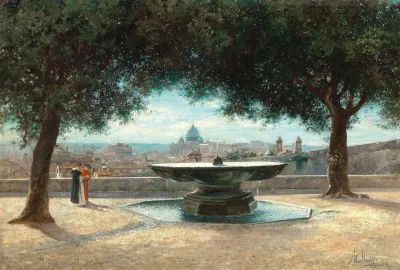 Rome A View Of The City From The Fountain Of Villa Medici
