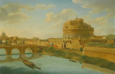 Rome A View Of The Tiber With The Castel Sant Angelo And Ponte Santangelo Saint Peters Basilica Beyond