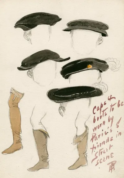 Romeo And Juliet Costume Designs Caps And Boots Worn By Pariss Friends