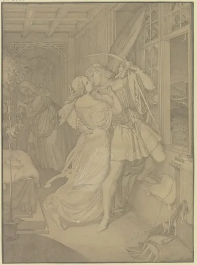 Romeo Im Zimmer Der Julia Steigt Zum Fenster Hinaus