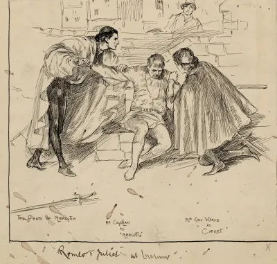 Romeo Juliet At Lyceum The Death Of Mercutio Mr Coghlan As Mercutio Mr Geo Warde As Capulet