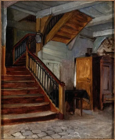 Room Interior With Winding Staircase