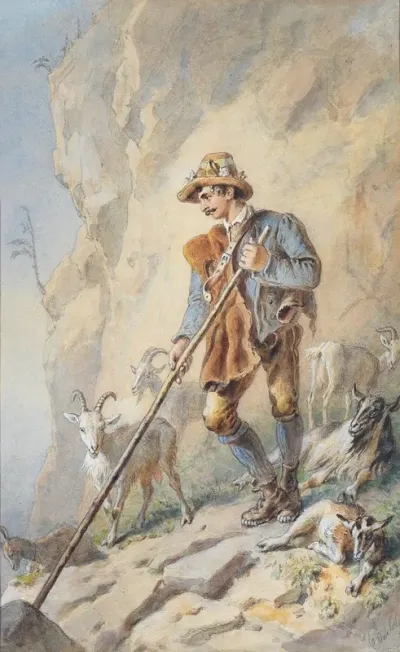 Rosenblatt Huntsman In Ordinary Of Archduke John Of Austria As Goatherd In The Mountains