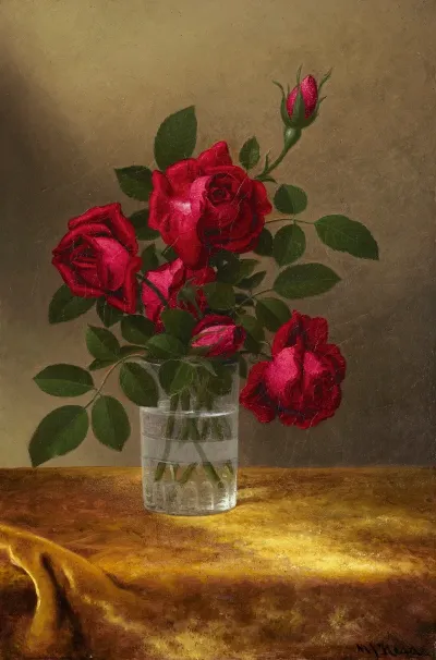 Roses And Rosebuds In A Glass