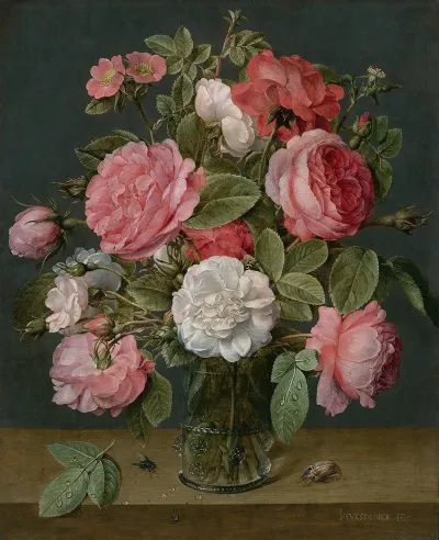 Roses In A Glass Vase