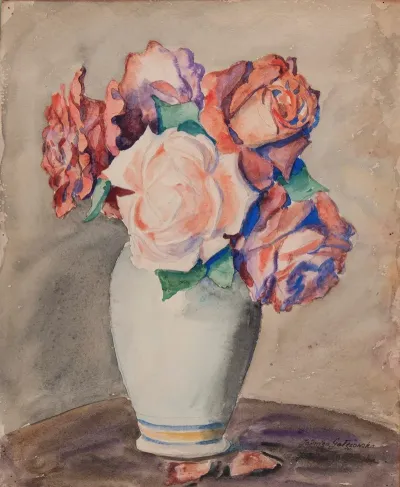 Roses In A White Vase