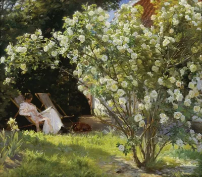 Roses Marie Kroyer Seated In The Deckchair In The Garden By Mrs Bendsens House
