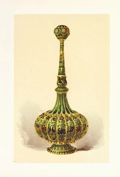 Rosewater Bottle Or Sprinkler In Silver Gilt And Enamelled