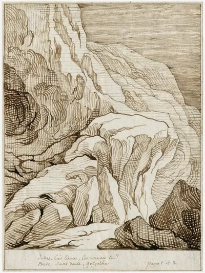 Rotslandschap Met Bijschrift Sans Doute Golgotha