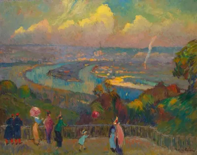 Rouen La Seine Vue Depuis Le Hauteurs De Caudebec