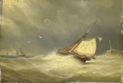 Rough Sea With Sailing Vessels