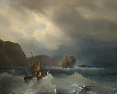 Rough Sea With Ships