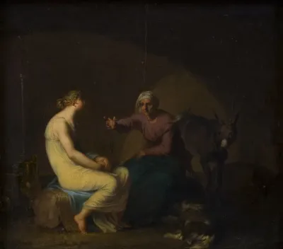 Roverbandens Husholderske Troster Den Unge Pige Ved At Fortaelle Myten Om Amor Og Psyche Motiv Fra Apulejus Det Gyldne Aesel