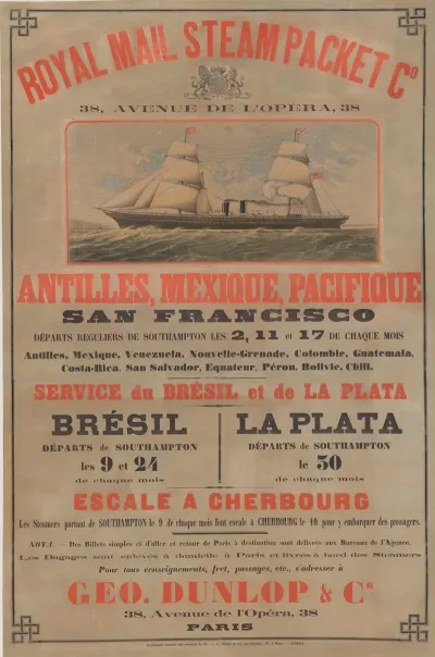 Royal Mail Steam Packet C 38 Avenue De Lopera Antilles Mexique Pacifique San Francisco