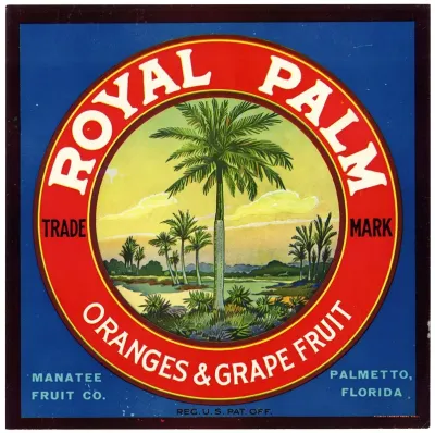 Royal Palm Oranges And Grapefruit Label