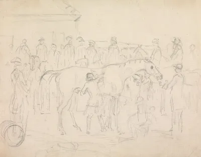 Rubbing Down A Horse In A Paddock At A Racetrack