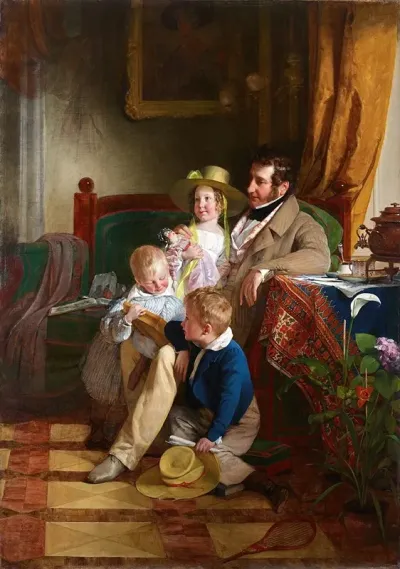 Rudolf Von Arthaber Und Seine Kinder Rudolf Emilie Und Gustav