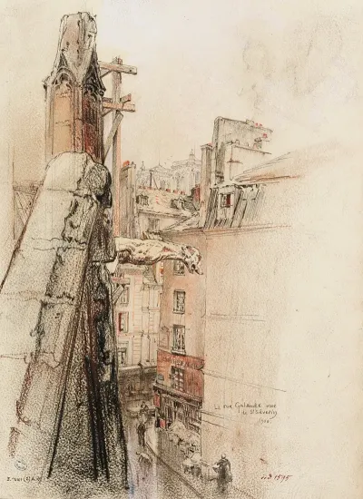 Rue Galande 1906 Vue Du Haut De Leglise Saint Severin