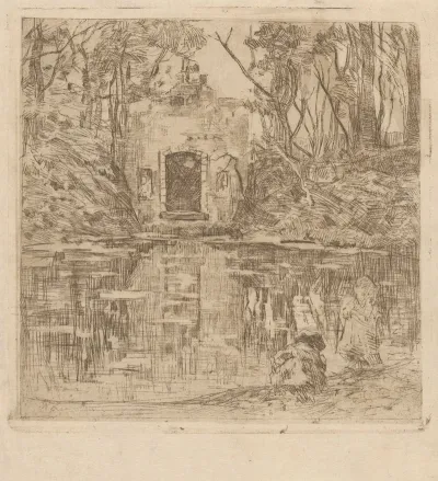 Ruine Aan Een Vijver Lage Vuursche