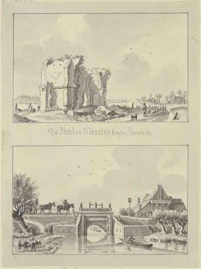 Ruine Der Vinzentiuskapelle Sowie Eine Schleuse Bei Emmerich