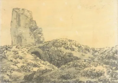 Ruined Roman Tower In A Landscape