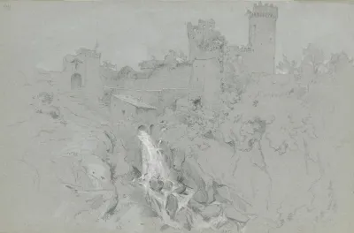 Ruinen Von Nepi Mit Wasserfalll