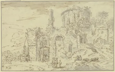 Ruinen Von Tempelgebauden In Einer Landschaft