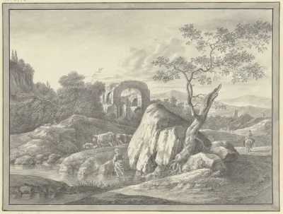 Ruinenlandschaft Bei Einem Grosen Felsen