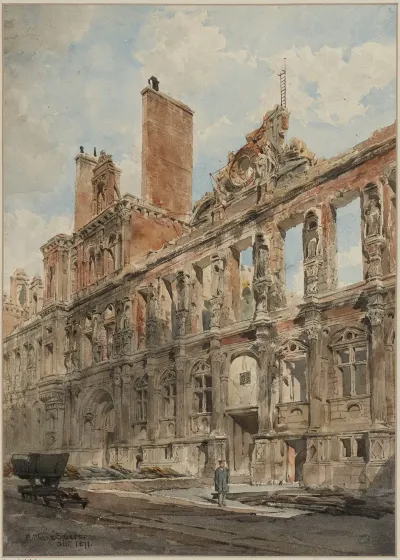 Ruines De La Facade De Lhotel De Ville En 1871 2