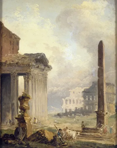 Ruines Romaines Le Forum Avec Le Colisee Et Lobelisque