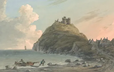 Ruins Of Criccieth Castle And Part Of The Town On The Bay On Cardigan East View Caernarfonshire