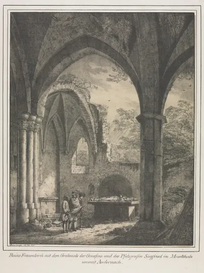 Ruins Of The Church Of The Virgin With The Tomb Of Genevieve And Siegfried Count Palatine Of The Rhine In The Moselle Valley Near Andernack
