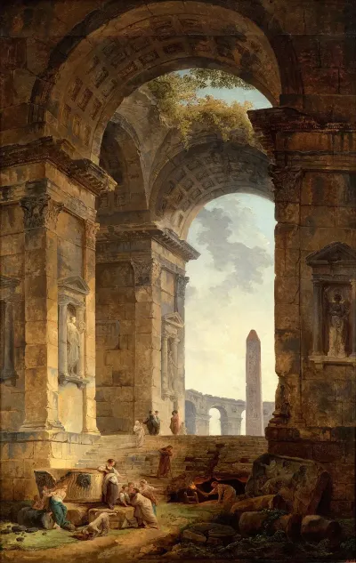 Ruins With An Obelisk In The Distance