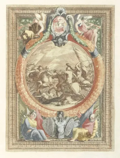 Ruitergevecht In Ornamentele Omlijsting