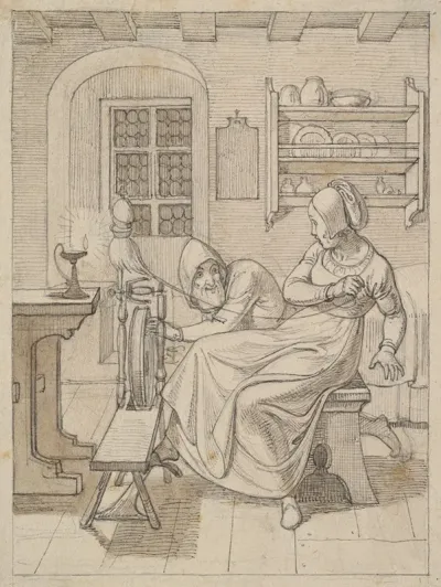 Rumpelstiltskin At The Spinning Wheel And The Dwarf