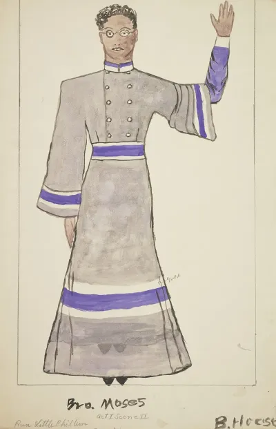Run Little Chillun Bro Moses Grey Robe With Purple And White Bands