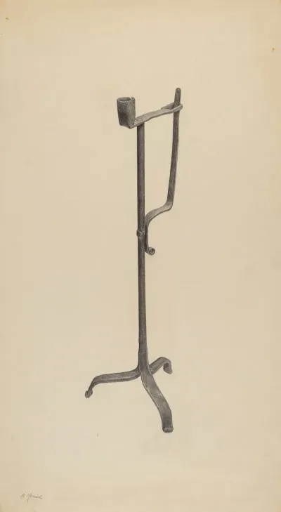 Rush Light And Candle Holder