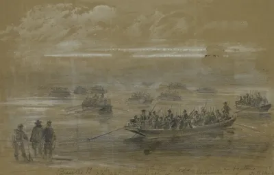 Russells Brigade 1st Div 6th Army Corps Crossing In Pontoons To Storm The Enemies Rifle Pits On The Rappahannock