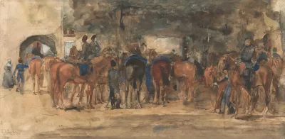 Rustende Cavalerie Op Een Plein