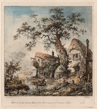 Rustic Scene With Cottage